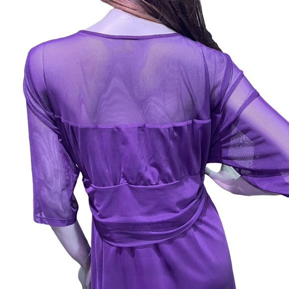 KIYONNA PLUS SIZE 3 PURPLE/MAUVE TOP W/ sheer accents & 3/4 length sleeves - Picture 13 of 13